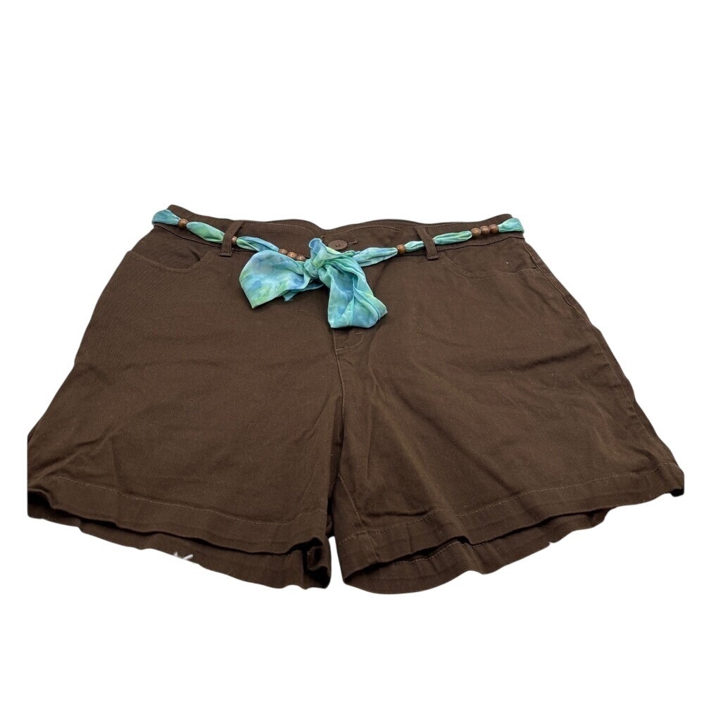 Lee Just Below‎ The Waist Brown Shorts with Tie Dye Beaded Belt Size 16M 4978024
